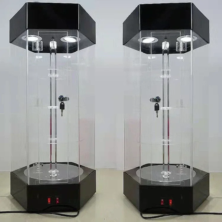 Jewelry Cosmetics Perfume Toys Products Shelves Handle Models Acrylic Display Racks Plexiglass Rotating Display Cabinet