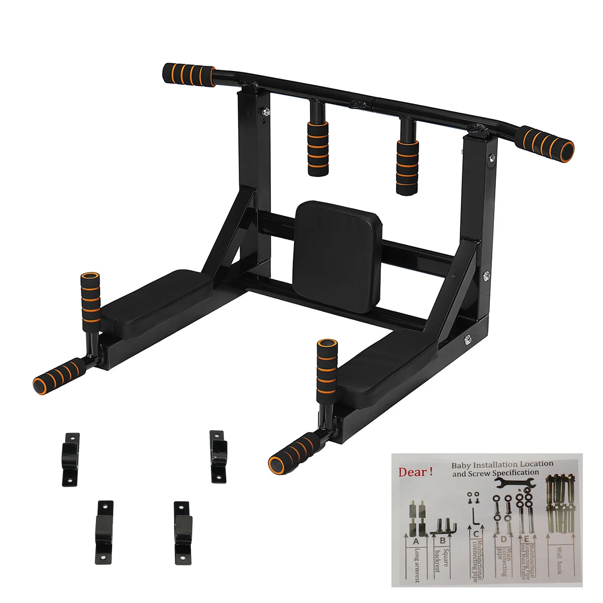 Home Fitness Equipment Multifunctional Dip Station Horizontal Wall Pull Up Chin Up Bar