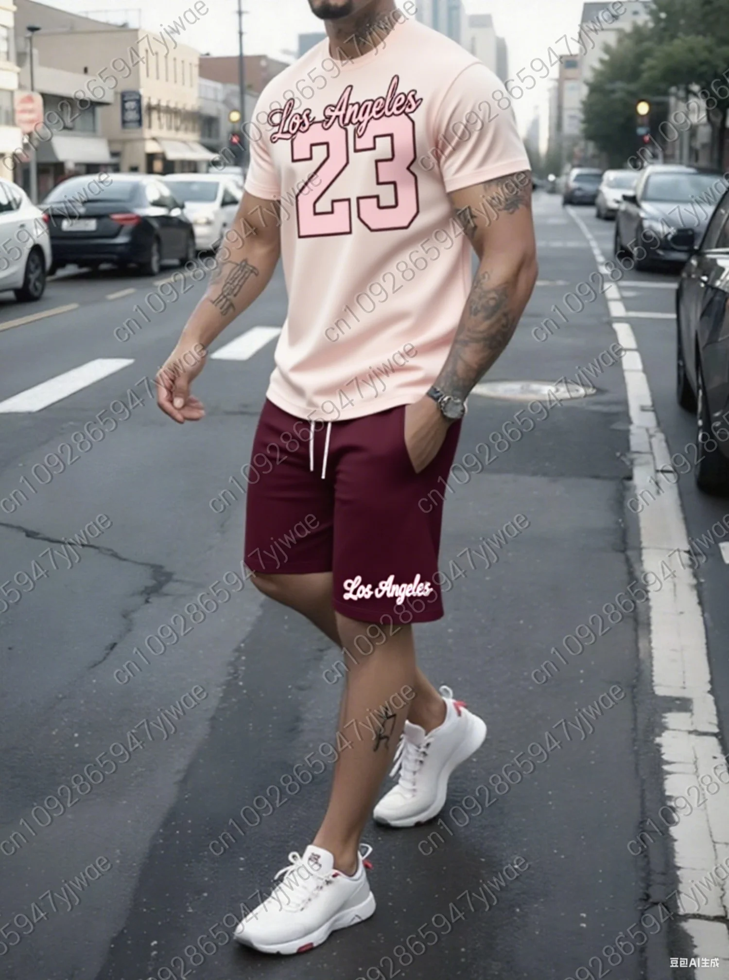 2025 Summer Men 3D digital 23 Print Set Short Sleeve T-Shirt Shorts Set Adult Sport Jogging Plus Size Tracksuit 2 Piece Set
