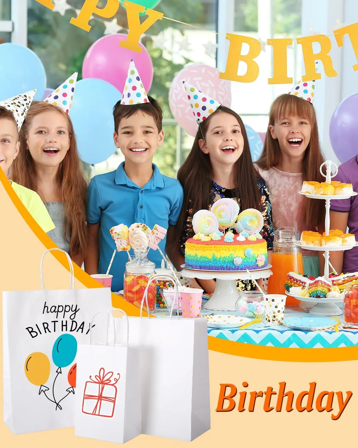 30 Stück weiße Party-Geschenktüten aus Papier für Geburtstage, Hochzeiten, Babypartys – perfekt für Partygeschenke für Kinder und Erwachsene – Detail 4