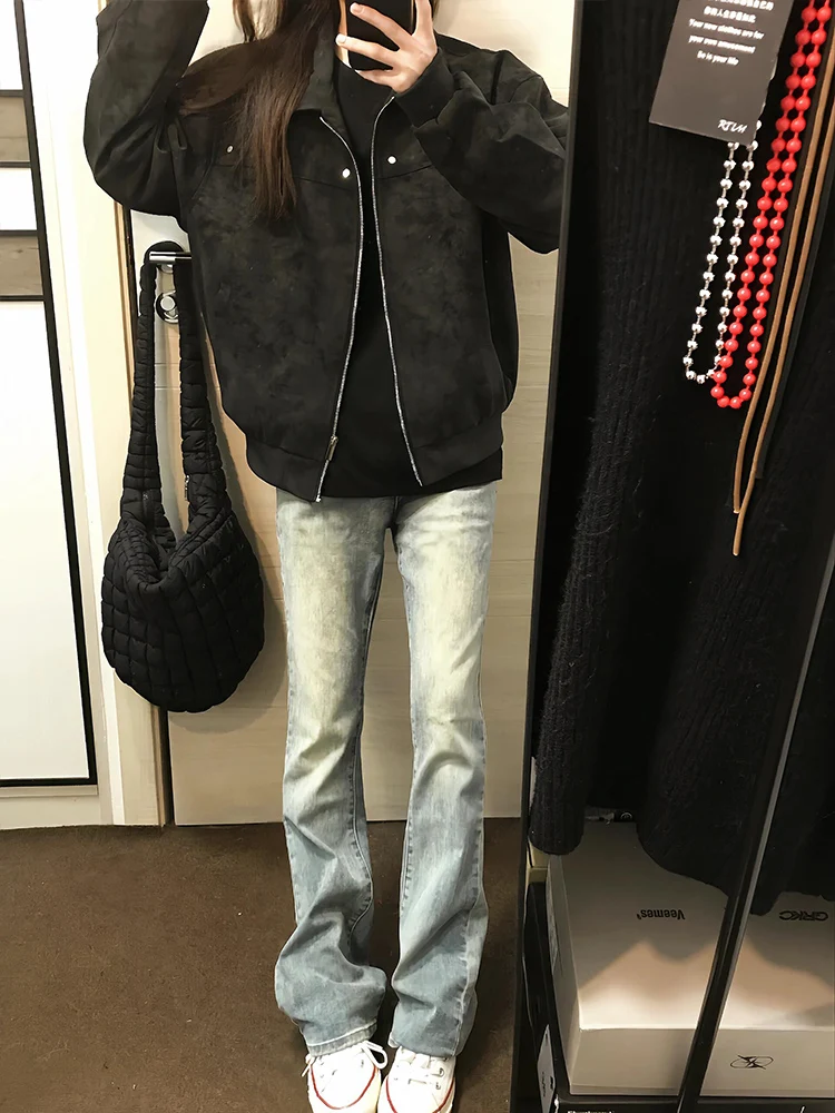 

Утягивающие прямые джинсовые джинсы, женские прямые джинсы с высокой талией, брюки в стиле ретро, осенне-зимние новые брюки...