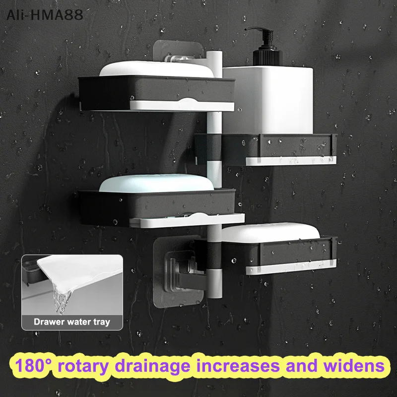 

Multi Layer Suction Cup Soap Dish With Drain Water Mobile Space Saving Bathroom Soap Holder For Storage Container Dishes Box