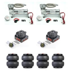 2Pcs DC 12V 480c Air Suspension Compressor&2Pcs Air ride manifold valve&4Pcs 2E2600 2600Ib Air Bags Kit