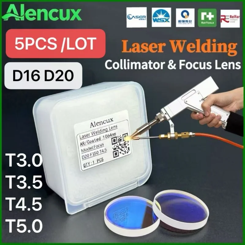 5PCS Laser Welding Focus Lens/Collimating Lens JGS1 D16&D20 / T3.0 T3.5 T4.5 T5.0 For SUP21T SUP23T Qilin WSX Laser Welding Lens