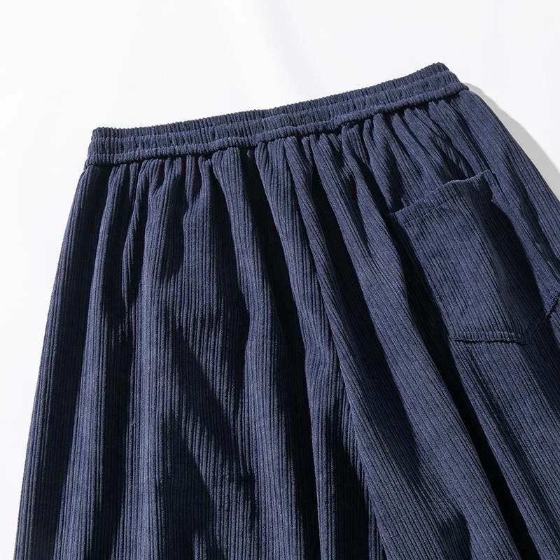 Japanese Style Corduroy Wide Leg Pants Loose Thick Warm Sweatpants Casual Embroidery Hip Hop Trousers for Men Women Streetwear