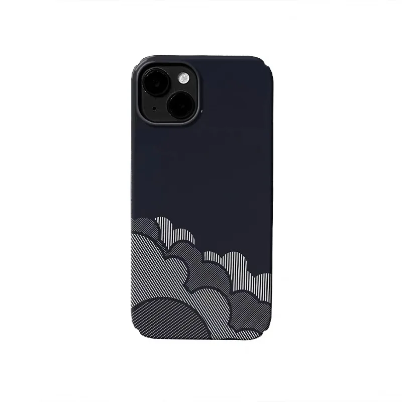 

Ins Korean Deep Blue Cloud Art Phone Case for IPHONE 17 Air 16E 15 PROMAX 14 Plus 13 12 MINI 11PRO 16Plus XR Acrylic Phone Cover
