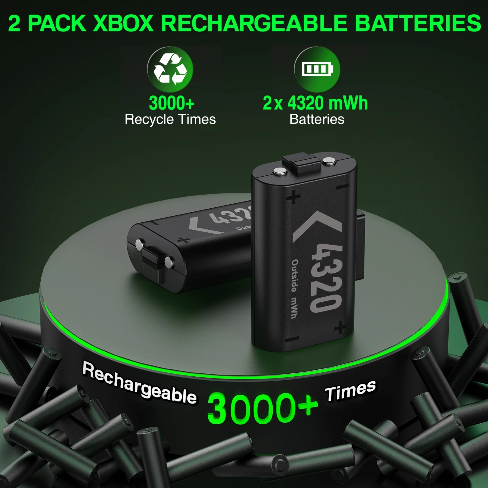 BEBONCOOL S05 2*4320 mWh Rechargable Batteries with Dual Fast Controller Charger FOR XBOX ONE S/X / XBOX SERISE S/X