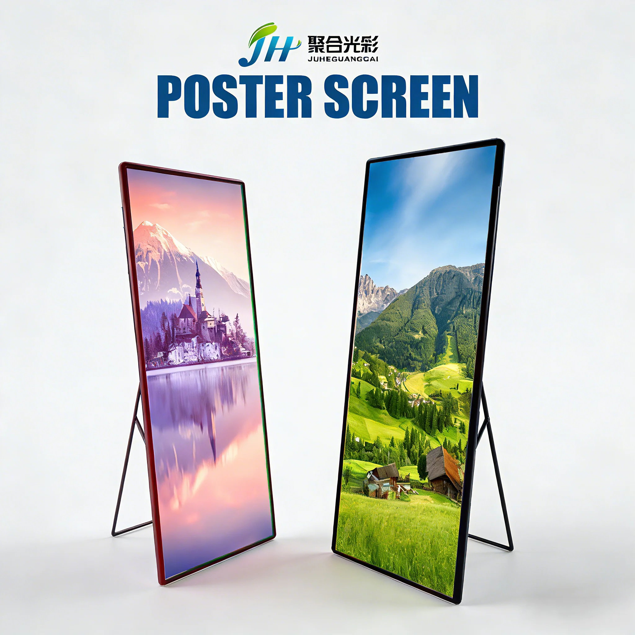 

WiFi Controlled LED Poster Banner With Animation Elevator Wayfinding P1.2-P2.5 Pixel Pitch Portable Foldable Video Wall Display