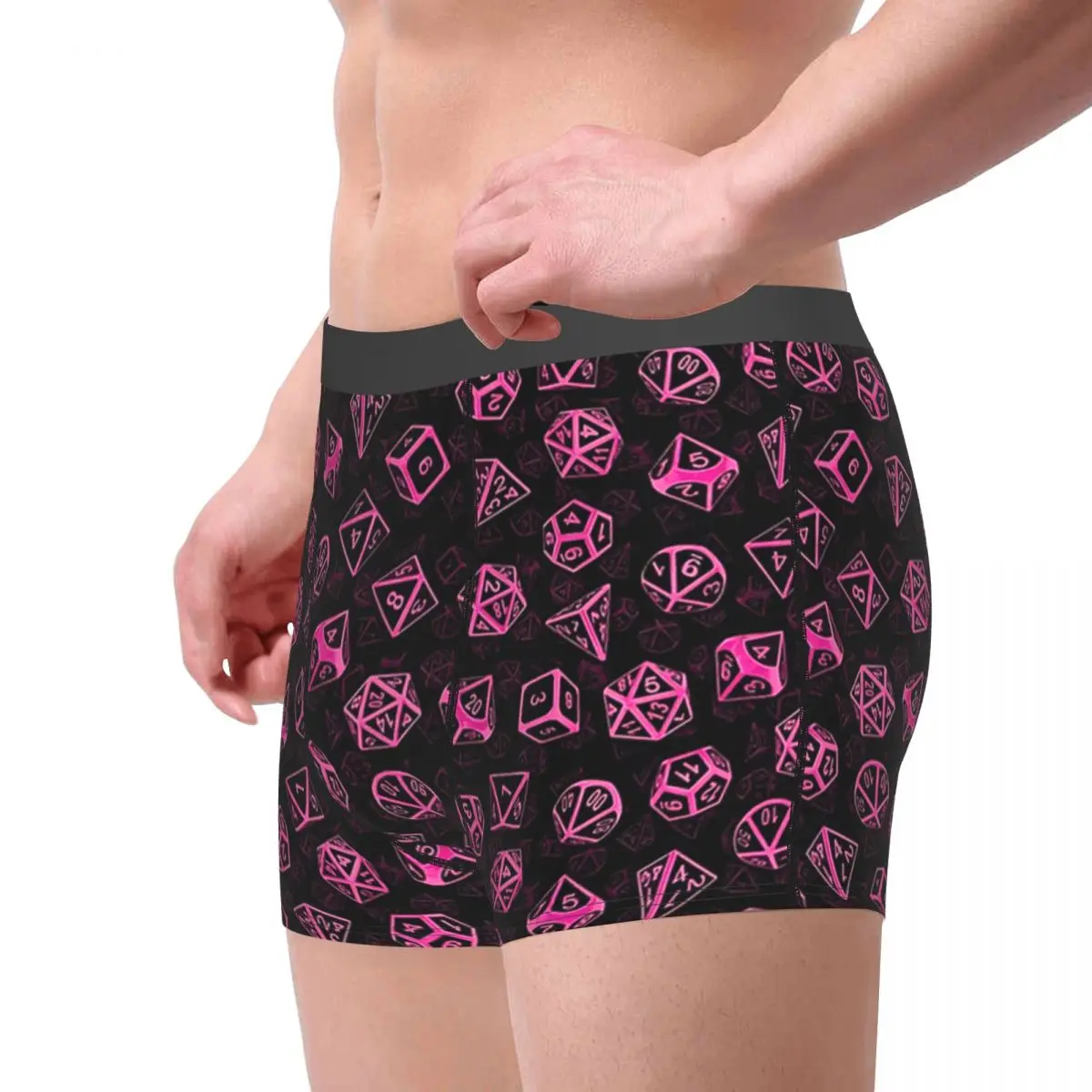 D20 Dice Set Pattern (Pink) Underpants Breathbale Panties Male Underwear Print Shorts Boxer Briefs