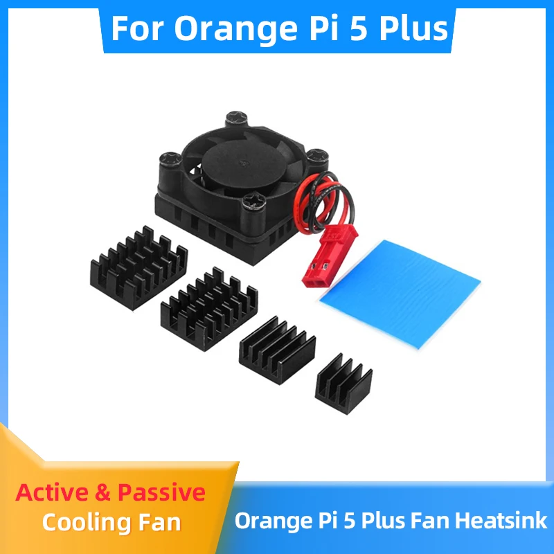 Orange Pi 5 Plus Cooling Fan Active Heat Dissipation with Thermal Pads For OPI 5 Plus Board