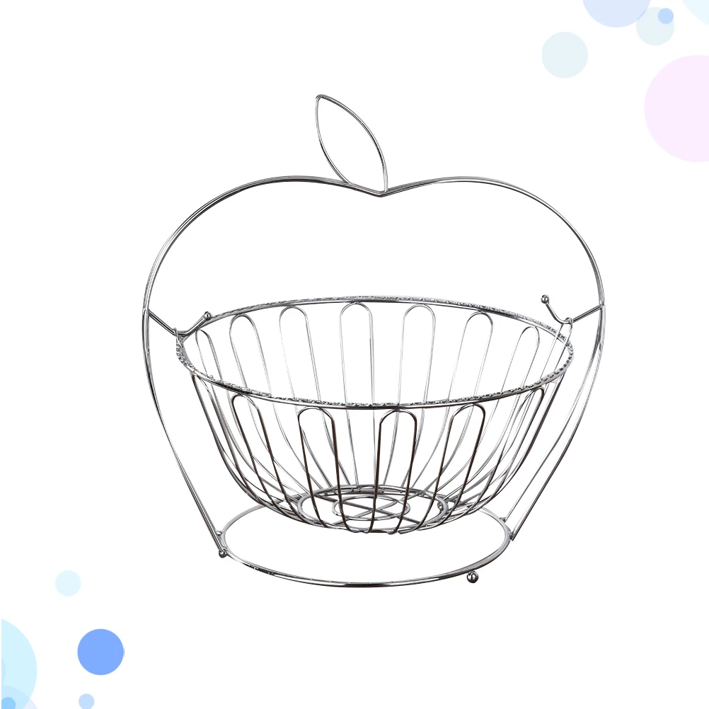 

1Pcs Wrought Iron Fruit Basket Creative Apple Shape Fashion Fruit Bowl Storage Organizer Table Decoration for Kitchen Living