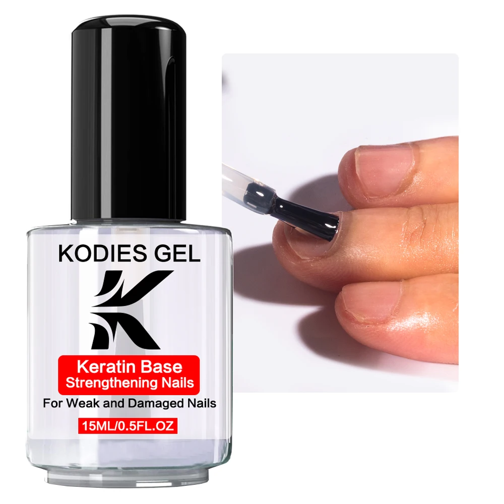 KODIES GEL Keratin-Grundlack, schnell trocknender Nagellack, Basisöl-Stärkungsmittel, klare Behandlung, Reparatur beschädigter Nägel, Pflegelack
