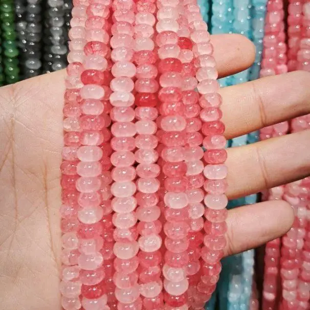 5x8mm 50pcs/bag Mixed Color Glass Bead Wheel Flat Round Loose Beads for Jwelry Making DIY Bracelet Keychain Accessories Handmade
