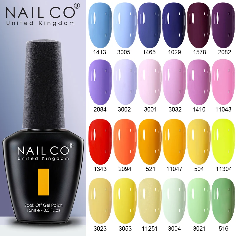 

NAILCO 121 Colors 15ml Nail Gel Polish Supplies Vernis Semi Permanent LED UV Gel Varnish Nail Art Manicure TOP BASE Coat Gel