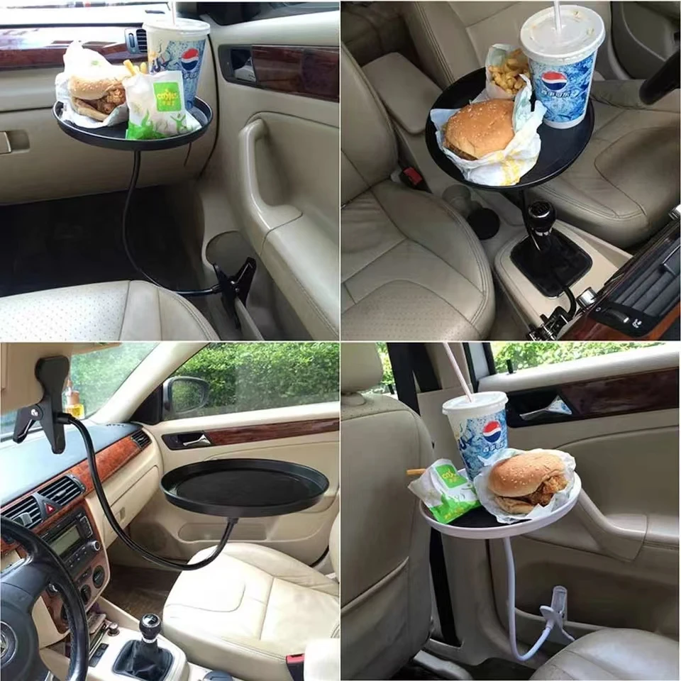 Soporte de abrazadera para bandeja de comida de coche, soporte para bebidas, mesa móvil, soporte para taza