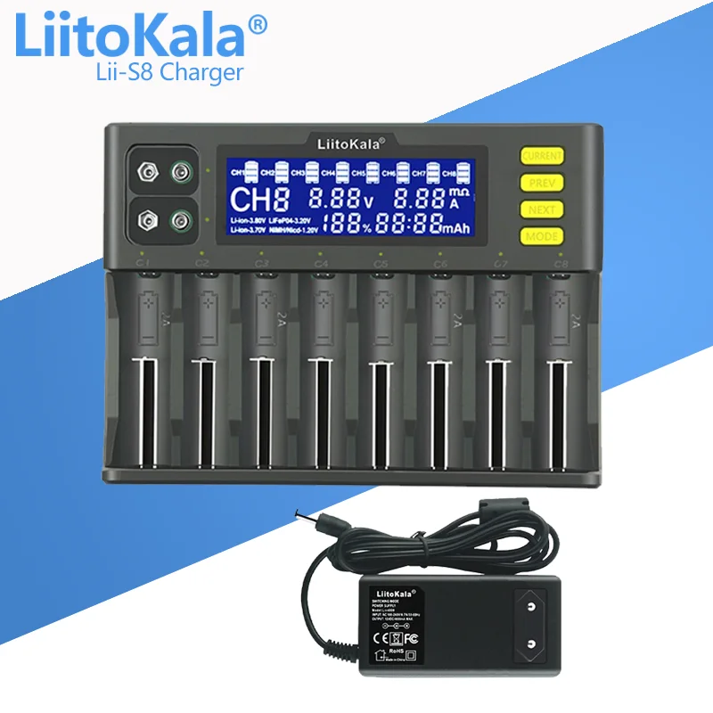 LiitoKala Lii-500S Lii-600 Lii-PD4 Lii-S8 배터리 충전기 18650 26650 21700 18350 AA AAA 3.7 1.2 리튬 NiMH 배터리