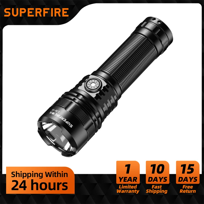 SUPERFIRE-linterna LED potente de 1200Lm, linterna trasera recargable por USB, telescópica, resistente al agua, iluminación de emergencia para