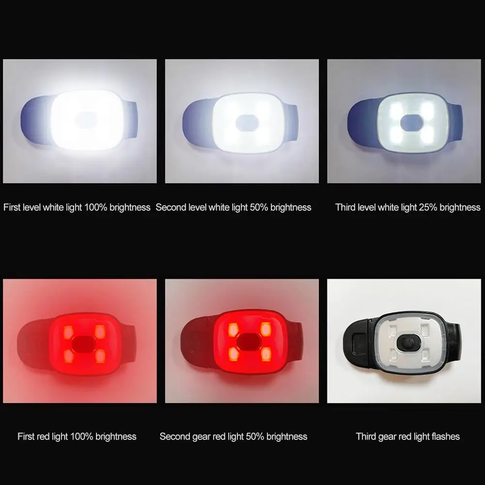 LED Clip Flashlight 3 Lighting Mode USB Rechargeable Clip-On Lamp IPX4 Waterproof Safety Warning Light for Night Running Fishing