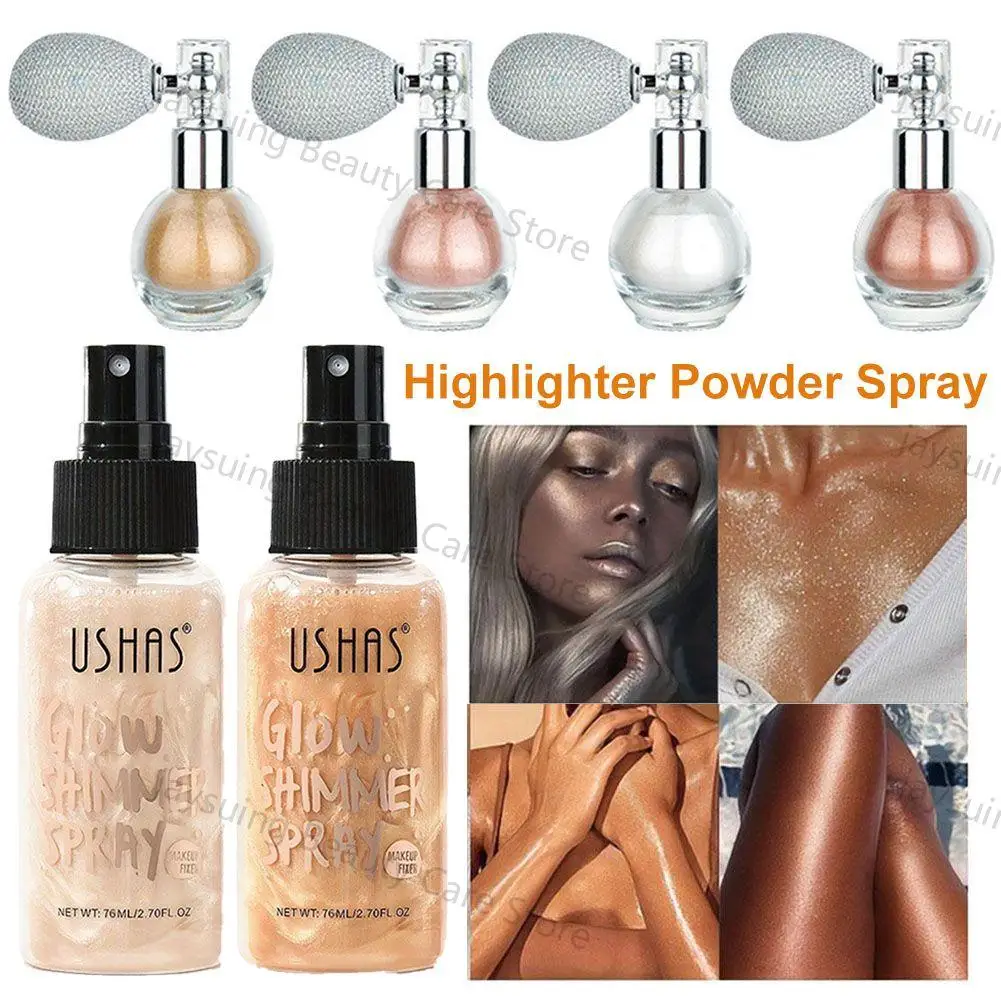 High Gloss Highlighter Powder Spray, Brilho, Brilho, Brilho, Rosto, Corpo, Destaque Maquiagem