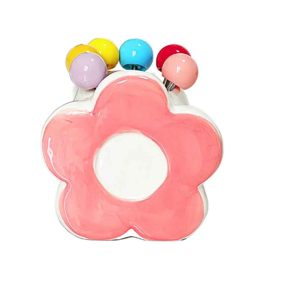 

Портативная вилка для фруктов из нержавеющей стали, многоразовая декоративная красочная вилка для фруктов, набор бытовых удобных ручек