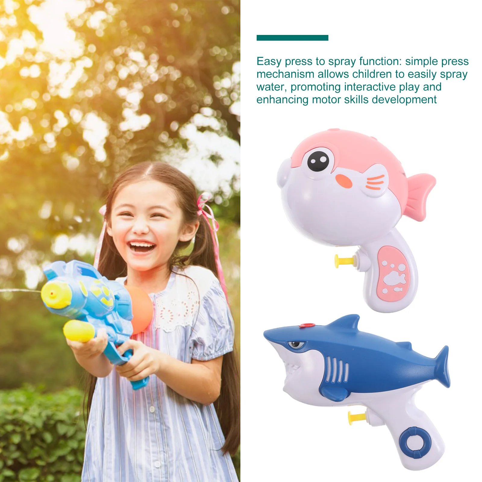 

2pcs Kids Water Spray Shark Pufferfish Design For Bathtime Pool Beach Outdoor Summer Play Lawn Garden Water Shooter Soaker Fun