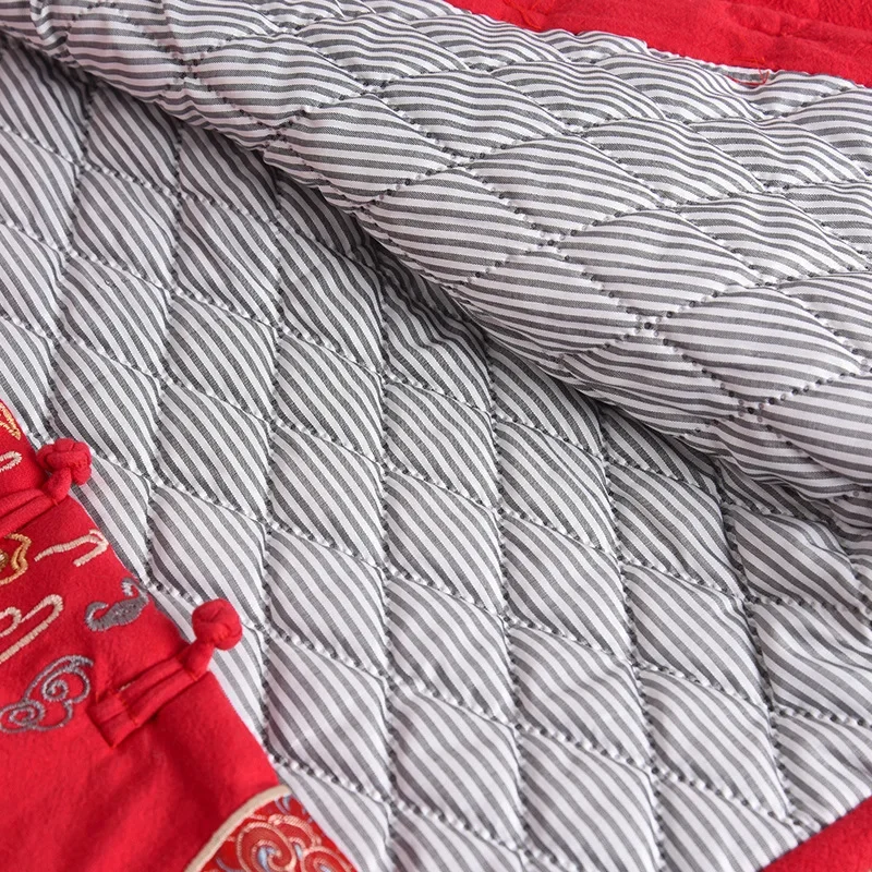 Traje Tang para chico, pantalones superiores gruesos de estilo chino, bordado de doble pez para niños y niñas, traje tradicional Oriental de Año Nuevo auspicioso