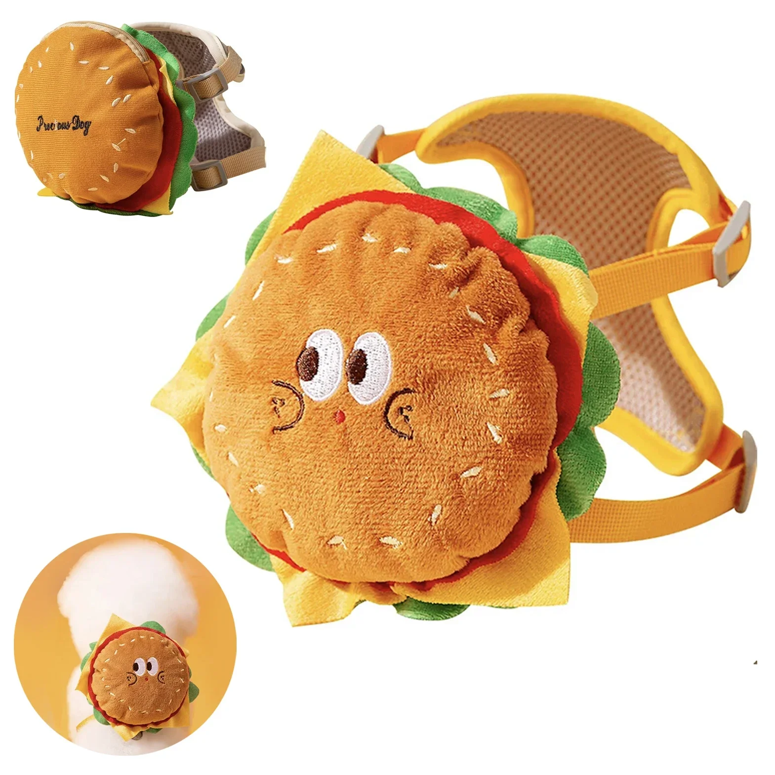 

Harness Dog Pet Hamburger Backpack Adjustable Vest Dog Leash Rope Outdoor Large Capacity Chest Harness for The Dog Accessories