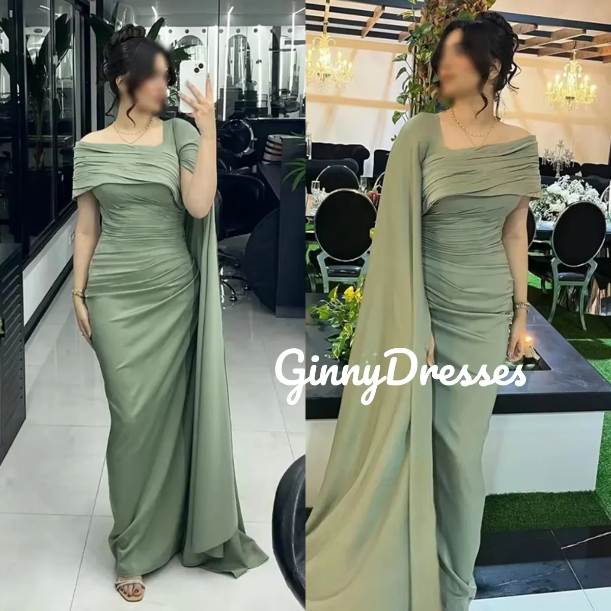 

Свадебное платье для торжественных мероприятий, индивидуальный пошив, фасон А-силуэт, квадратный вырез, длина в пол, с оборками, короткие рукава