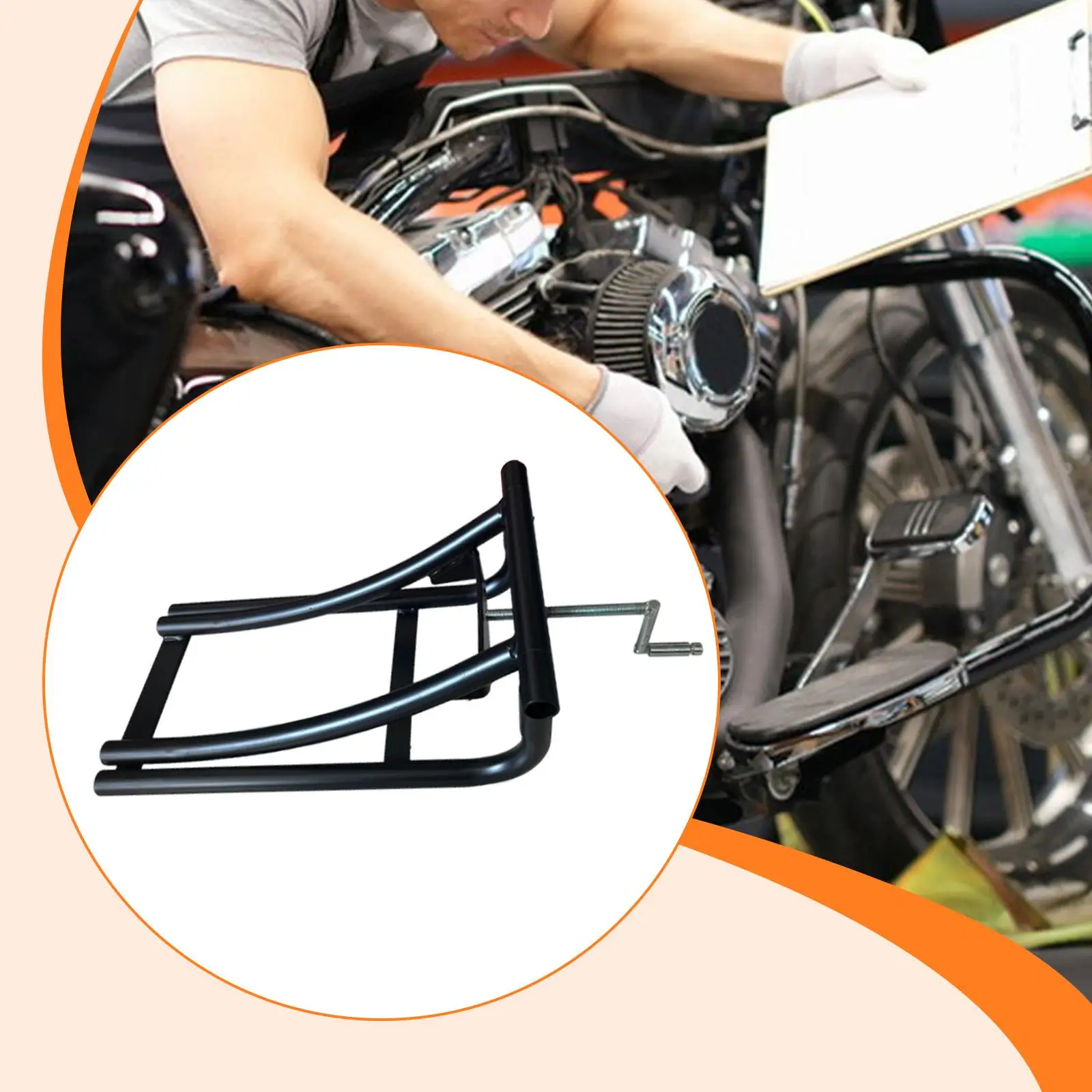 

Steel Motorcycle Wheel Lift Stand Heavy Duty Adjustable Bracket for Tire Change and Workshop Use