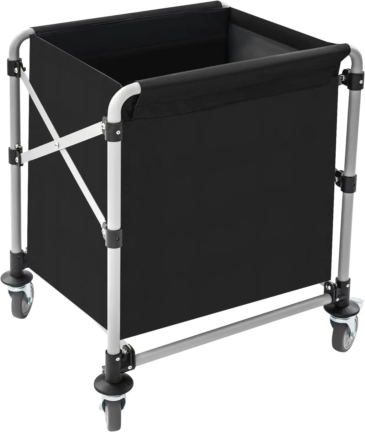 Commercial Laundry Cart, 220lb Steel Rolling Hamper With 360° Swivel Casters, Foldable Frame And Removable Oxford Cloth Bag For
