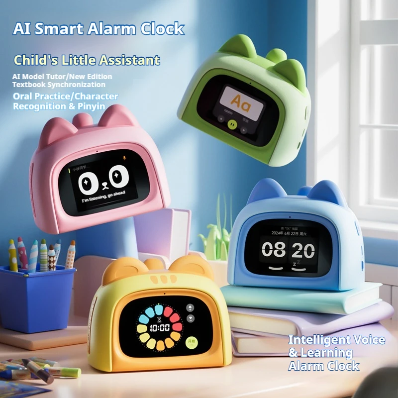 Reloj despertador inteligente con voz Ai, máquina de aprendizaje para niños, para estudiantes de escuela primaria, educación temprana, Pinyin, inglés, juguete de estudio de matemáticas