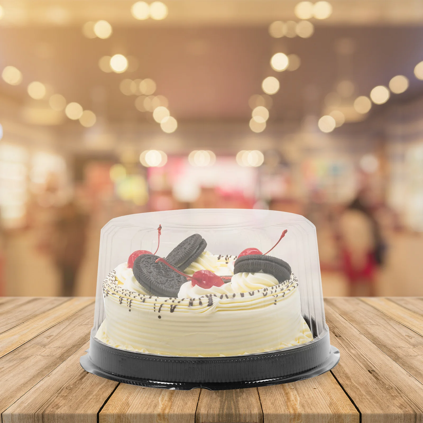 10pcs Cake Boxes 6 Inch Black Bottom Transparent PET Plastic Containers Lids for Handmade Treats Packaging Gifts Party Supplies