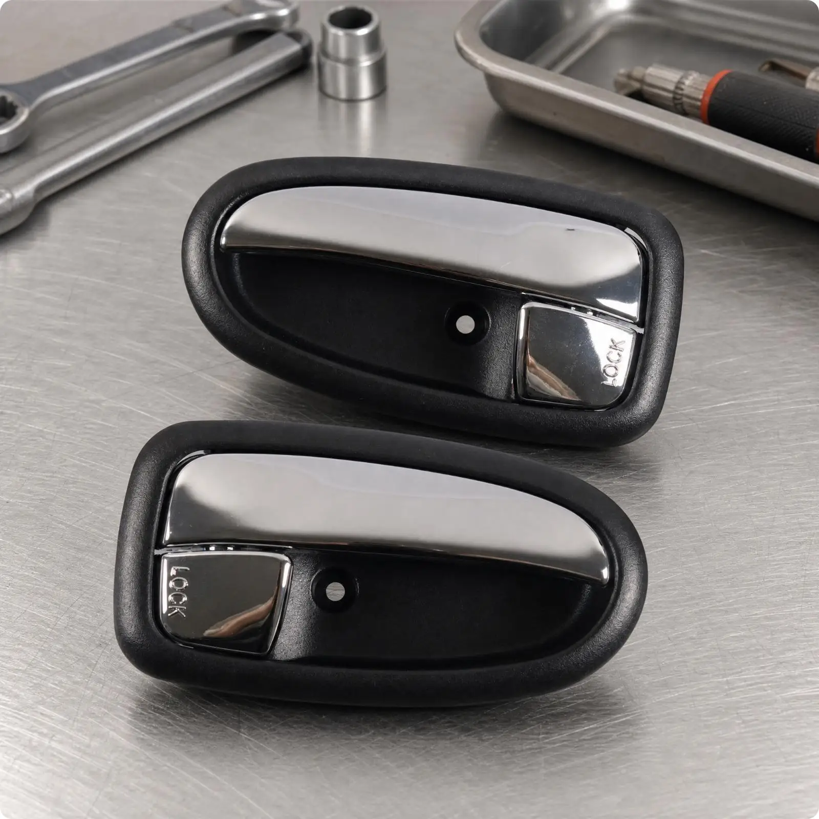 Vehicle Door Handle Interior 2pcs ABS Black Silver Replacement for Factory Model Hatchback 2001 2010 with Lock Trim