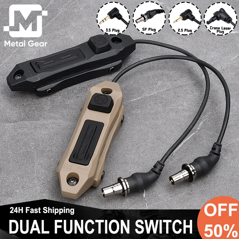 

Tactical Mlok Keymod Dual Function Pressure Switch 2.5 3.5 SF Crane Plug Fit For M300M600 Hunting Flashlight PEQ15 DBAL A2 Laser