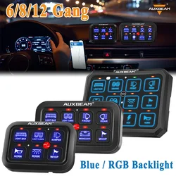 AUXBEAM 6/8 Gangs LED Switch Panel On-Off Control Relays System Universal Light Electronic Relay System for Truck Caravan Boat