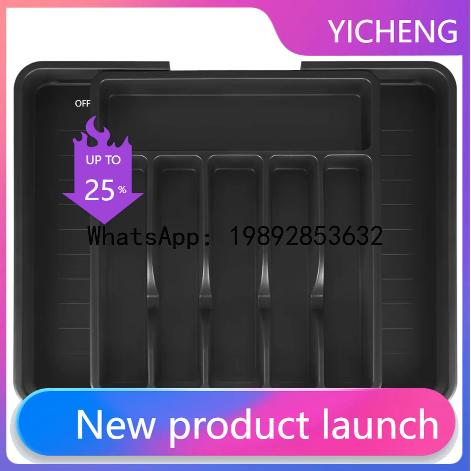 

Knife, fork, and spoon drawer organizer with adjustable dividers - plastic pp cutlery storage box with lid