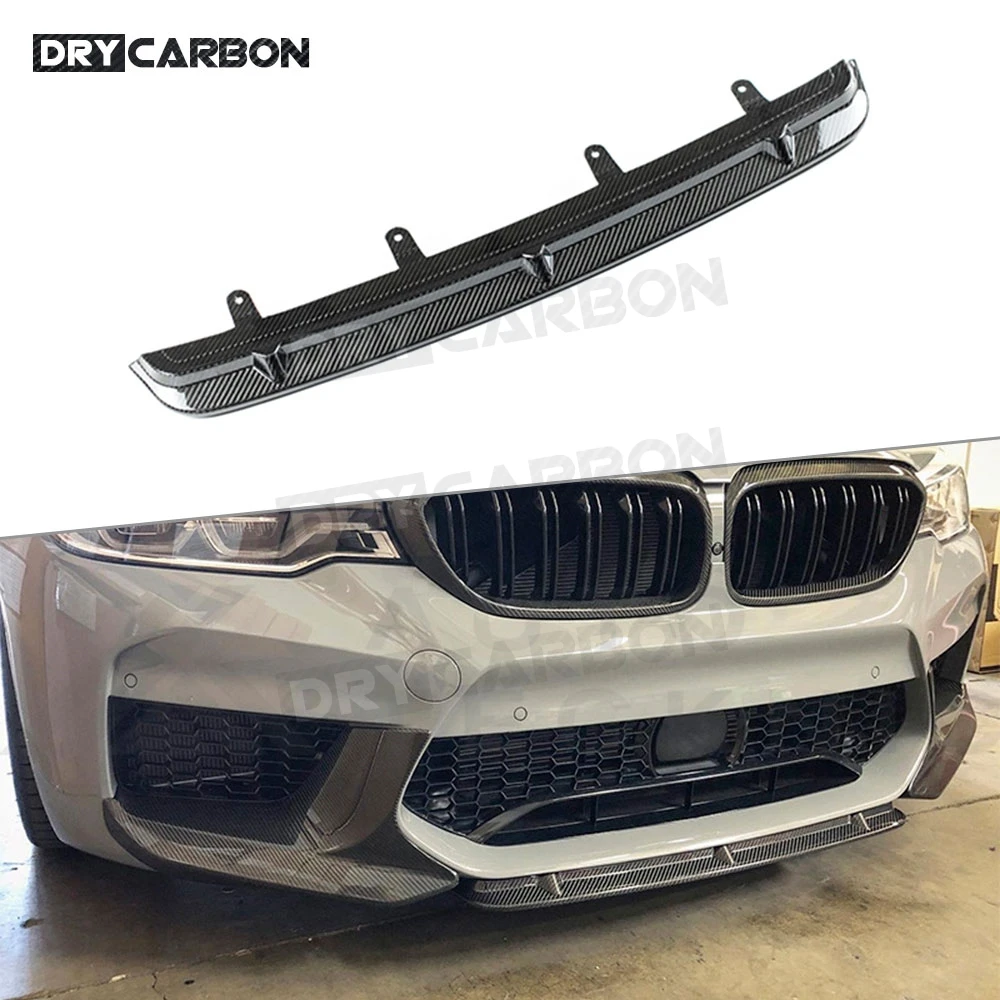 

For 5 Series Dry Carbon Fiber Front Bumper Lip Spoiler For BMW F90 M5 2018 2019 Head Chin Shovel Car Body Kits Accessories Guard