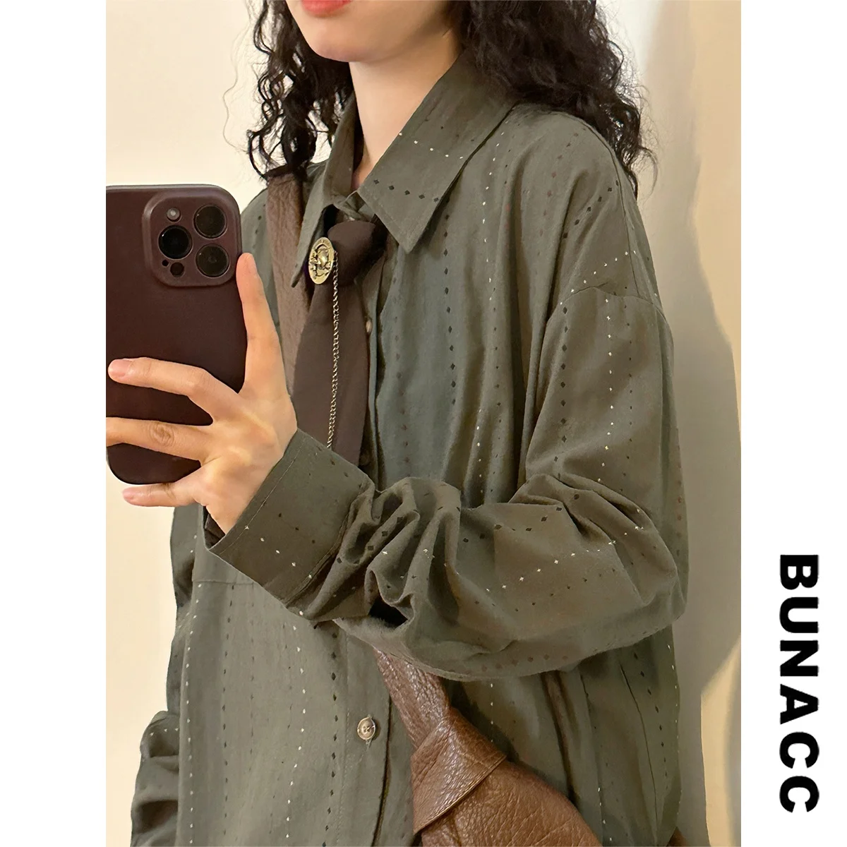 

Свободная полосатая рубашка с длинными рукавами, повседневная, для ранней осени, в уличном стиле, из хлопка и полиэстера, женский топ BUNACC