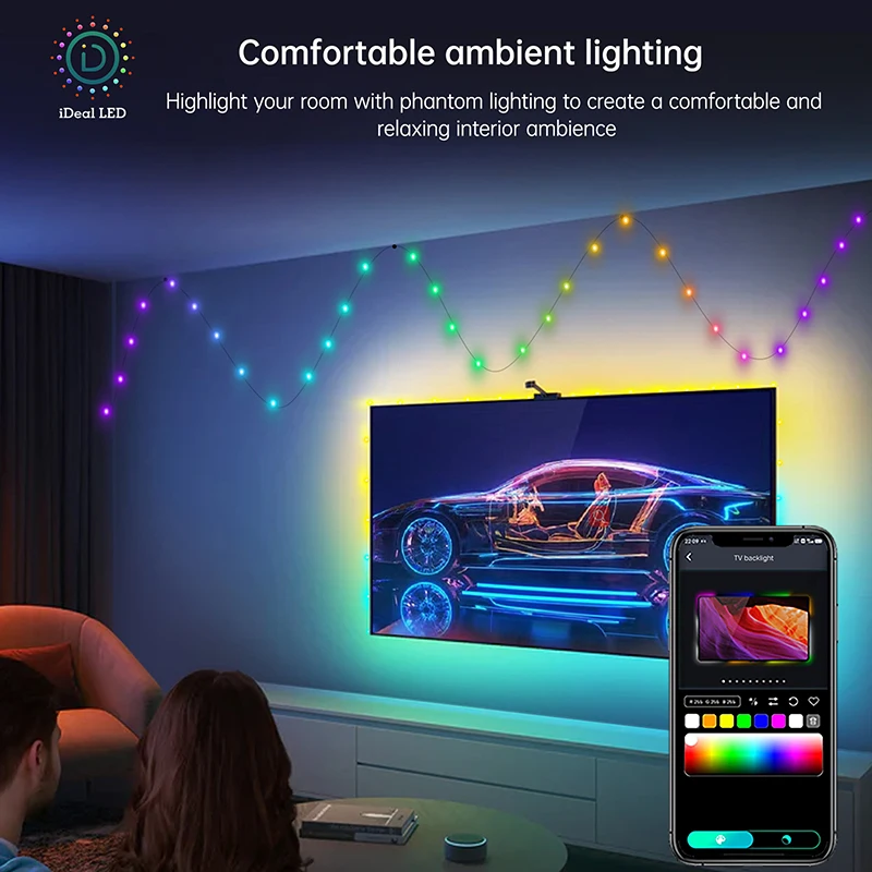 5M 10M 20M wróżka łańcuchy świetlne snaamcolor LED USB łańcuchy świetlne aplikacja RGB inteligentne światła DIY Display girlanda dekoracja ścienna