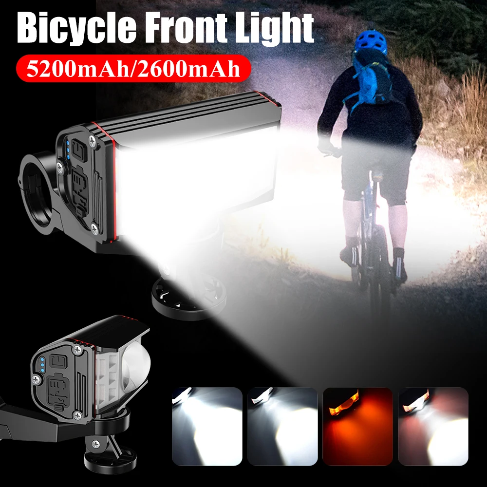 

LED Bicycle Front Light MTB Mountain Bike Lamp USB Rechargeable Cycling Flashlight Waterproof Bike Handlebar Light Riding Access