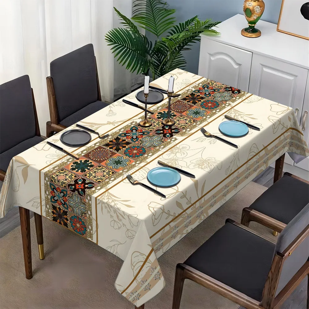 1pc Multi-Size Rectangular Tablecloth with Beautiful Pattern, Square Holiday Party Tablecloth for Hotel Parties, Restaurants, Ho