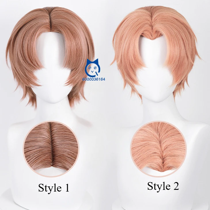 Light and Night Anime Game Jesse Cosplay Pink Orange Short Straight Wig Heat Resistant Synthetic Fluffy Hair for Party Comic Con