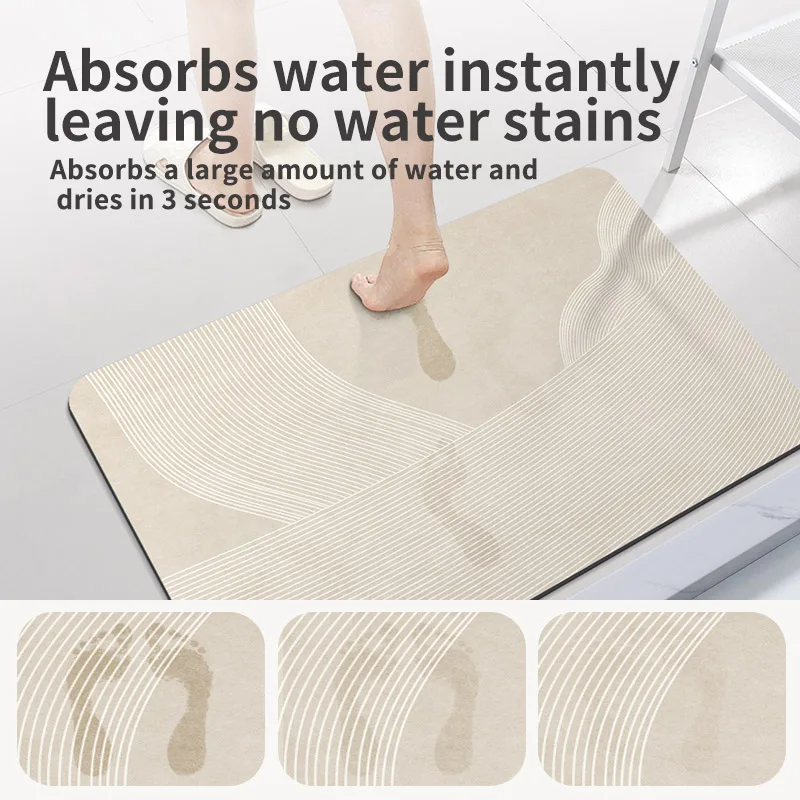 Bathroom Mat Absorbent Quick Dry Bath Mat Foot Mats Anti-slip Shower Rug Bathtub Pad Entrance Doormats Home Washable