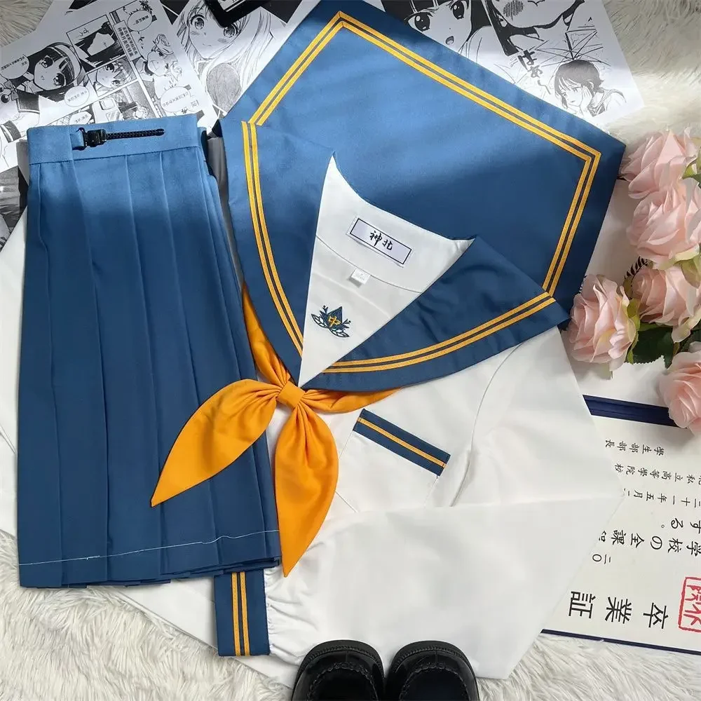 Japanese Schoolgirls Sailor Top Tie Pleated Skirt Outfit Women School Uniform Dress Cosplay Costume Japan Anime Girl Lady Lolita