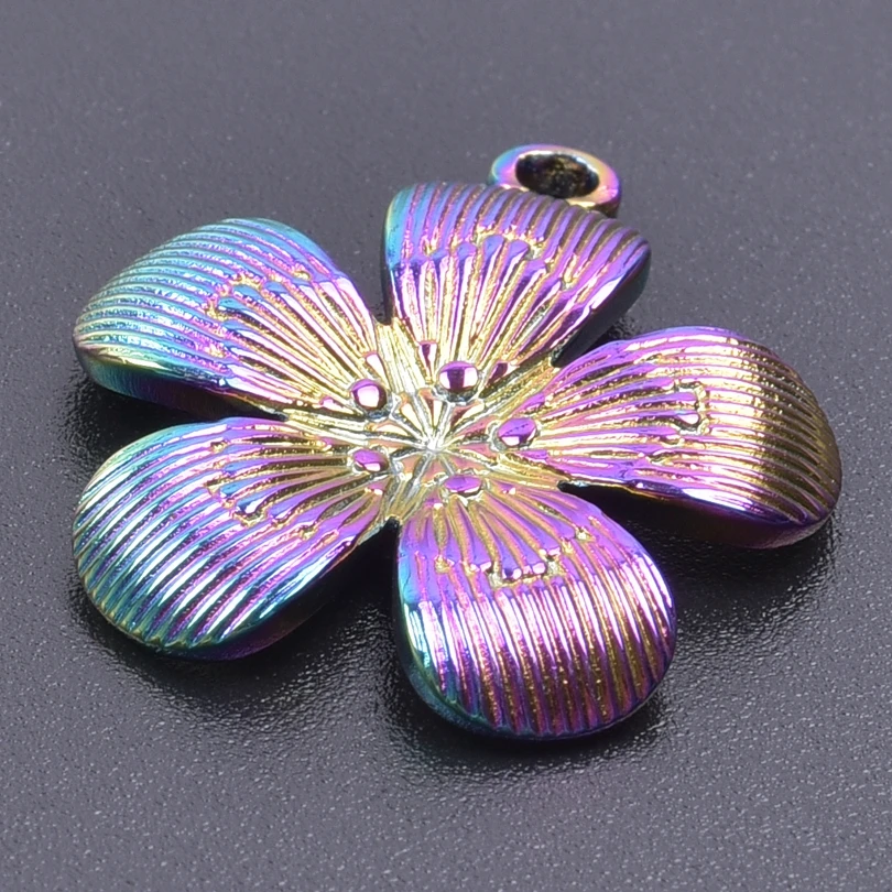 5pcs/Lot Stainless Steel Carved Flower Charms For Jewelry Making Supplies Diy Plant Pendant  Earrings Bracelets Necklaces Bulk