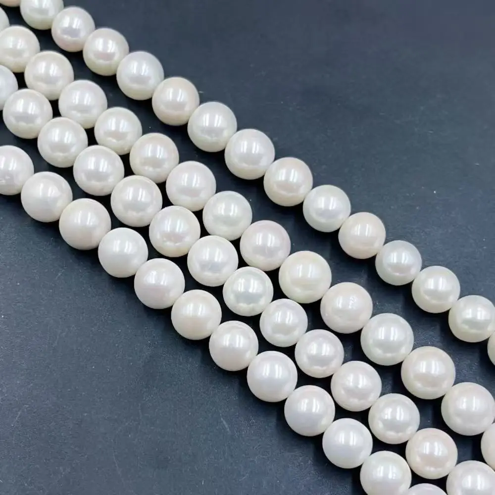 

9-11mm AAAA Shinning High Grade Jewelry Design White Natural Freshwater Round Pearl Spacer Beads 16inch