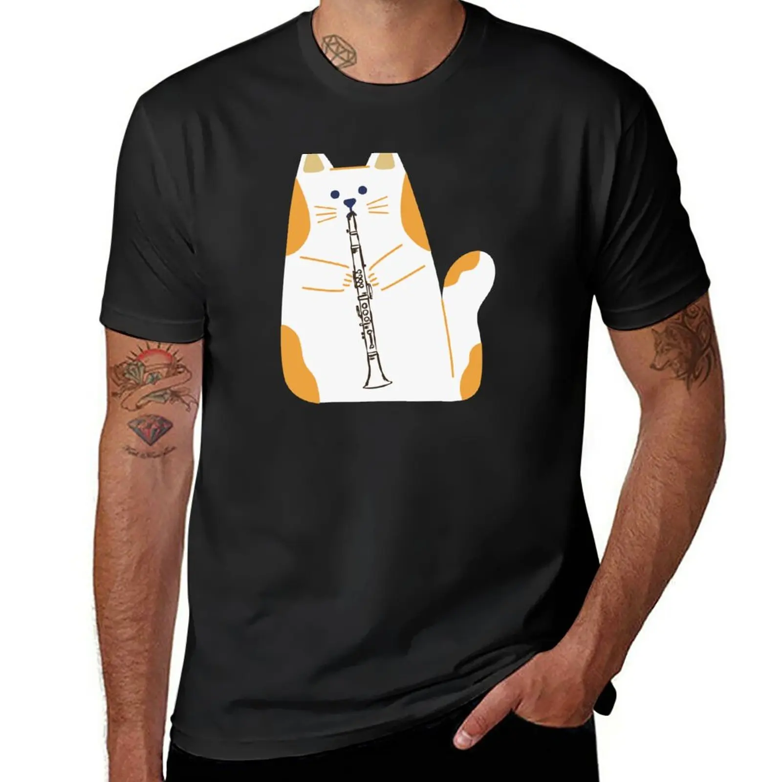 

New cat playing the CLARINET T-Shirt custom t shirts tees mens t shirt