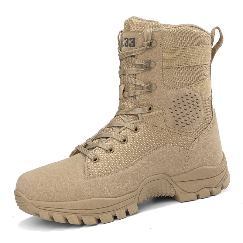 

Outdoor High-top Boots Men Thick-soled Shock-absorbing Anti-slip Combat Boots Men Soft Durable Casual Hiking Shoes Men