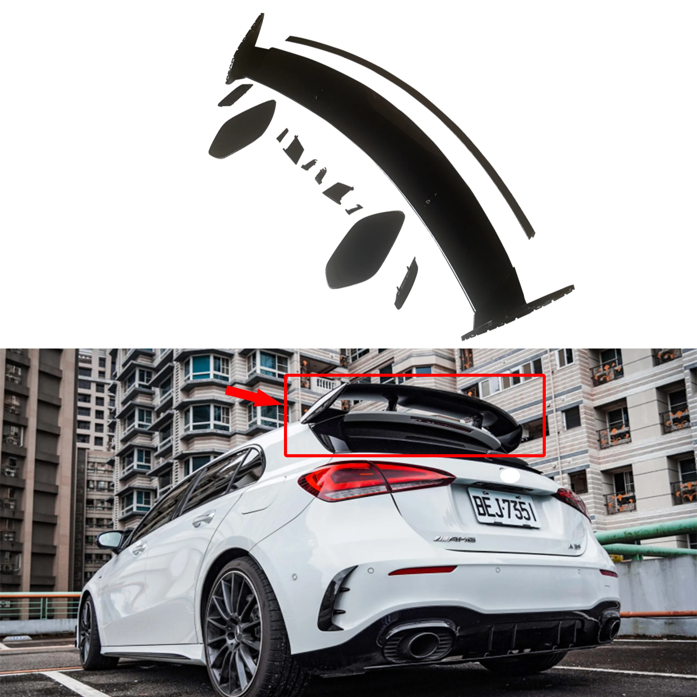 

For Mercedes Benz W177 A160 A180 A200 A250 A35 A45 AMG Hatchback 2019 2020 2021-2024 Rear Trunk Spoiler Tail Wing Lip Black