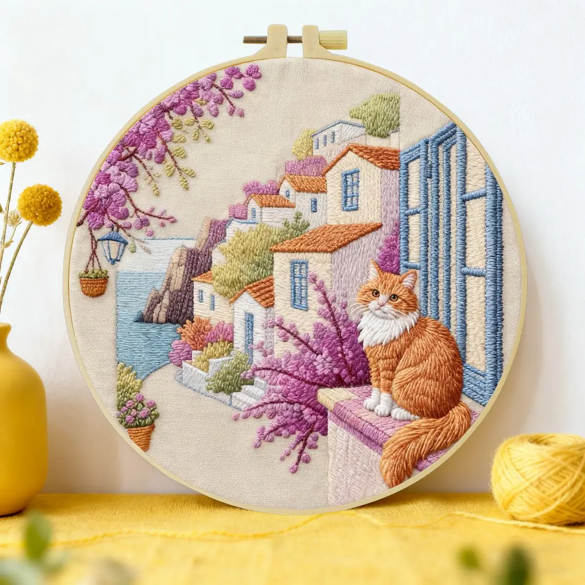 1 Stück 20X20CM/15X15CM 7,87/6,3 Zoll Haus-Stickerei-Starter-Kit DIY-Kit DIY-Stickerei-Set Handarbeiten Malerei Heimdekoration – Detail 1